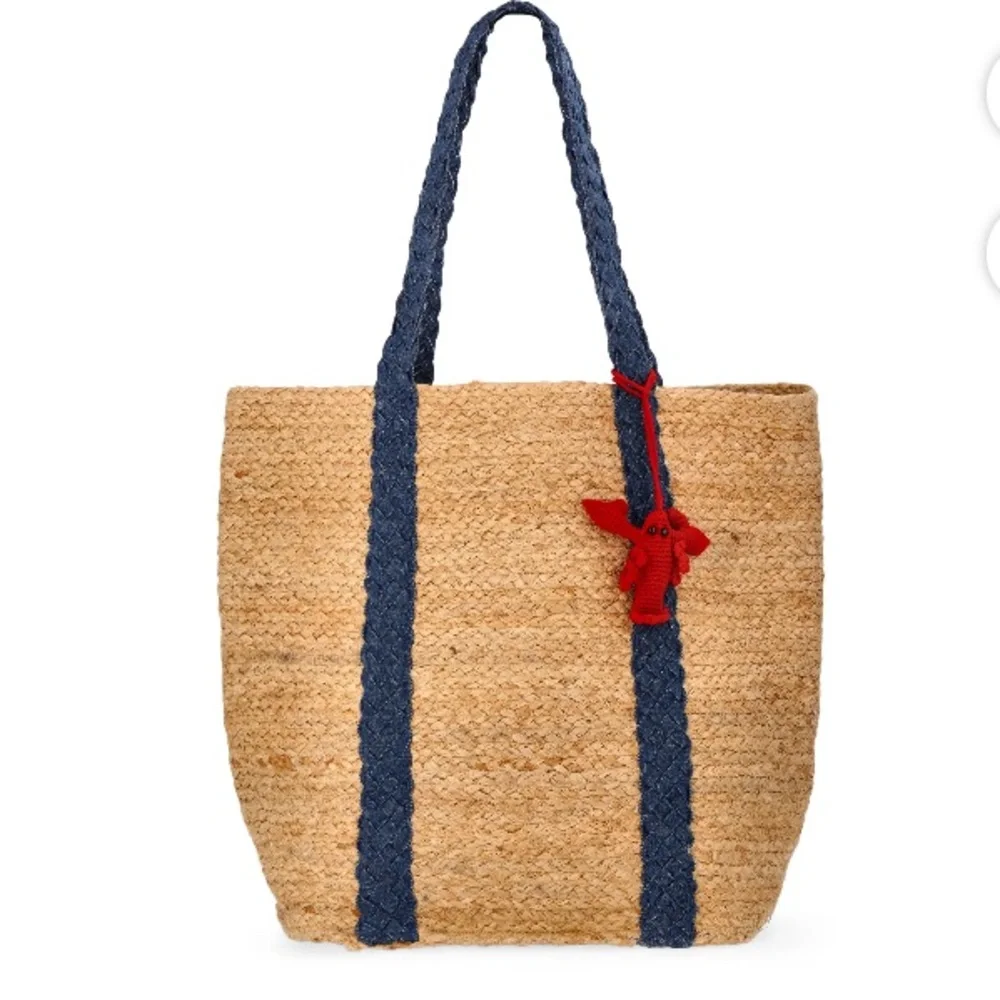 🦞Beach Icons Large Woven Jute Tote Bag 